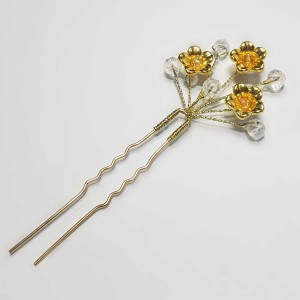 سنجاق شینیون طلایی کریستال و گل مدل SNJ1RE ماه فام