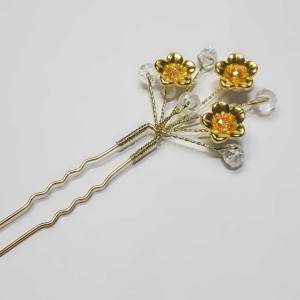 سنجاق شینیون طلایی کریستال و گل مدل SNJ1RE ماه فام