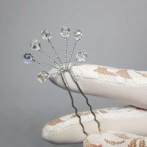 سنجاق شینیون کریستالی نقره ای مدل SNJGNG ماه فام