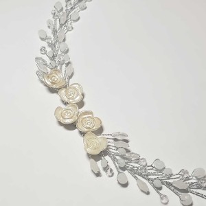 ریسه موی کریستالی و گل ظریف نقره ای مدل RSPRNM