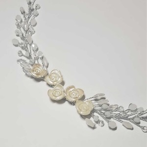 ریسه موی کریستالی و گل ظریف نقره ای مدل RSPRNM