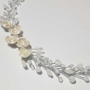 ریسه موی کریستالی و گل ظریف نقره ای مدل RSPRNM