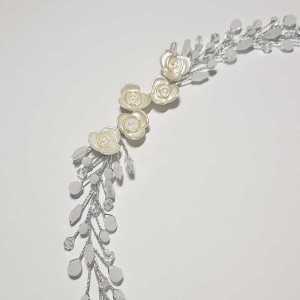 ریسه موی کریستالی و گل ظریف نقره ای مدل RSPRNM