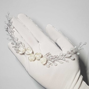 ریسه موی کریستالی و گل ظریف نقره ای مدل RSPRNM