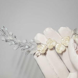 ریسه موی کریستالی و گل ظریف نقره ای مدل RSPRNM