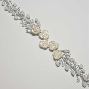 ریسه موی کریستالی و گل ظریف نقره ای مدل RSPRNM