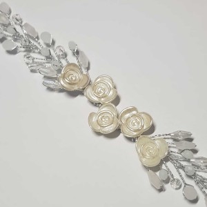 ریسه موی کریستالی و گل ظریف نقره ای مدل RSPRNM