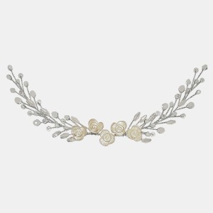 ریسه موی کریستالی و گل ظریف نقره ای مدل RSPRNM