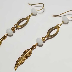 گوشواره فانتزی طرح برگ طلایی مدل FTU ماه فام