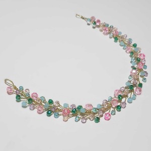 ریسه موی کریستالی رنگی آبی صورتی روبان دار مدل RSCTV