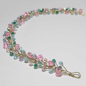 ریسه موی کریستالی رنگی آبی صورتی روبان دار مدل RSCTV