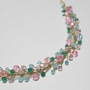 ریسه موی کریستالی رنگی آبی صورتی روبان دار مدل RSCTV