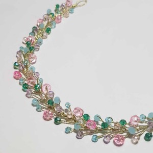 ریسه موی کریستالی رنگی آبی صورتی روبان دار مدل RSCTV