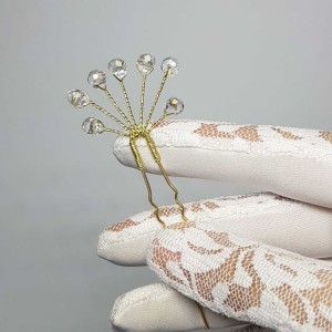 سنجاق شینیون کریستالی طلایی مدل SNJGBV ماه فام