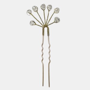 سنجاق شینیون کریستالی طلایی مدل SNJGBV