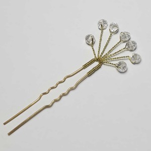 سنجاق شینیون کریستالی طلایی مدل SNJGBV ماه فام