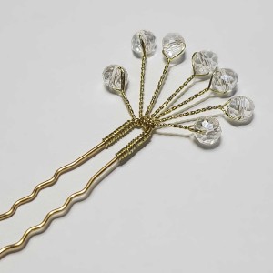 سنجاق شینیون کریستالی طلایی مدل SNJGBV ماه فام