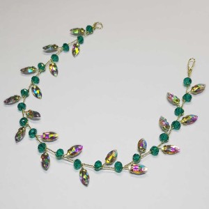 ریسه موی کریستالی سبز تیره و هفترنگ مدل RS99R ماه فام