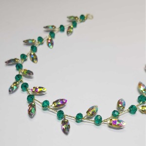 ریسه موی کریستالی سبز تیره و هفترنگ مدل RS99R ماه فام