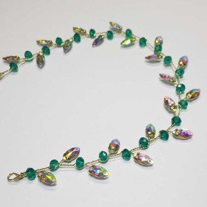 ریسه موی کریستالی سبز تیره و هفترنگ مدل RS99R ماه فام