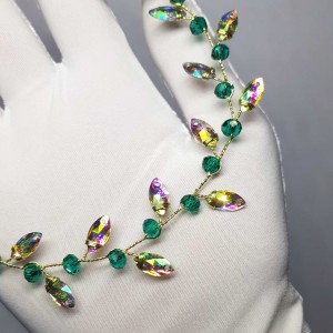 ریسه موی کریستالی سبز تیره و هفترنگ مدل RS99R ماه فام