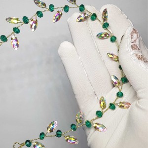 ریسه موی کریستالی سبز تیره و هفترنگ مدل RS99R ماه فام