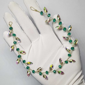 ریسه موی کریستالی سبز تیره و هفترنگ مدل RS99R ماه فام