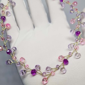 ریسه موی کریستالی بنفش صورتی مدل RS589 ماه فام