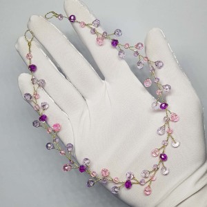 ریسه موی کریستالی بنفش صورتی مدل RS589 ماه فام