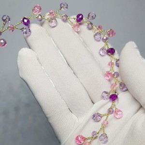 ریسه موی کریستالی بنفش صورتی مدل RS589 ماه فام