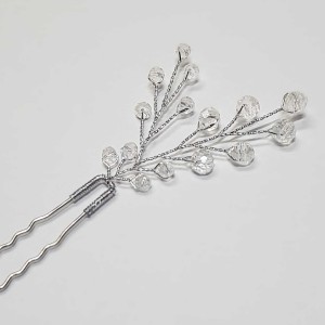 سنجاق شینیون کریستالی نقره ای مدل SNJ1TRB ماه فام