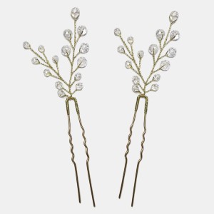 سنجاق شینیون طلایی کریستال مدل SNJ2NB (بسته 2عددی)