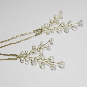 سنجاق شینیون طلایی کریستال مدل SNJ2NB (بسته 2عددی) ماه فام