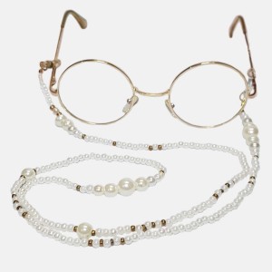 بند عینک سفید و مروارید مدل Pearl