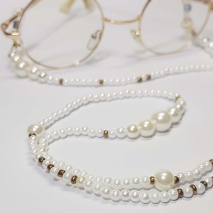 بند عینک سفید و مروارید مدل Pearl ماه فام