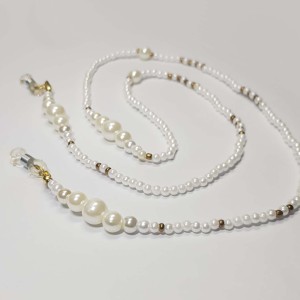 بند عینک سفید و مروارید مدل Pearl ماه فام