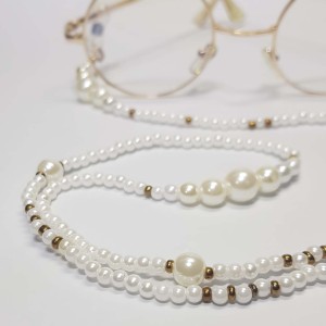 بند عینک سفید و مروارید مدل Pearl ماه فام