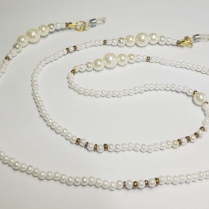 بند عینک سفید و مروارید مدل Pearl ماه فام