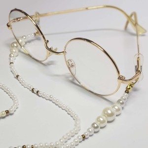 بند عینک سفید و مروارید مدل Pearl ماه فام