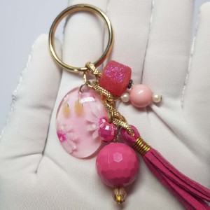 جاکلیدی صورتی طرح گل مدل KLSRP ماه فام