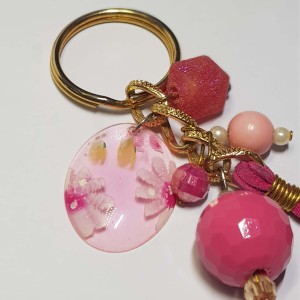 جاکلیدی صورتی طرح گل مدل KLSRP ماه فام