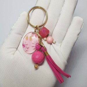 جاکلیدی صورتی طرح گل مدل KLSRP ماه فام