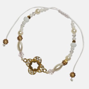 دستبند و پابند مرواریدی سفید طلایی مدل PBNDSRT