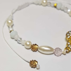 دستبند و پابند مرواریدی سفید طلایی مدل PBNDSRT ماه فام