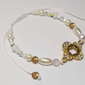 دستبند و پابند مرواریدی سفید طلایی مدل PBNDSRT ماه فام