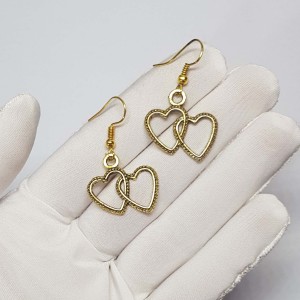 گوشواره زنانه و دخترانه طرح قلب دوقلو مدل ERGLBN ماه فام