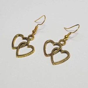 گوشواره زنانه و دخترانه طرح قلب دوقلو مدل ERGLBN ماه فام