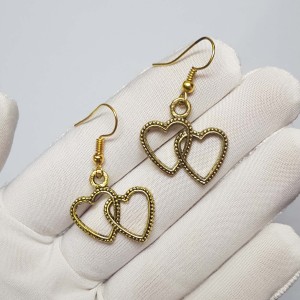 گوشواره زنانه و دخترانه طرح قلب دوقلو مدل ERGLBN ماه فام