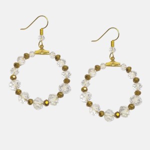 گوشواره کریستالی حلقه ای طلایی مدل ERCCF