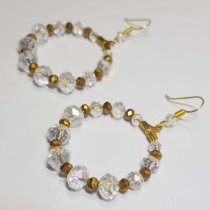 گوشواره کریستالی حلقه ای طلایی مدل ERCCF